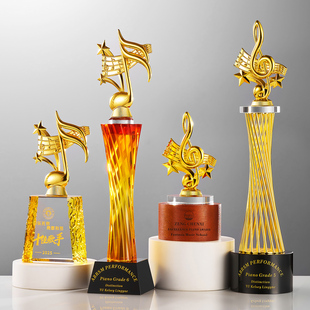 好声音金属音符音乐奖杯定制主持人十佳歌手钢琴儿童歌唱比赛奖牌