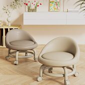 万向轮小凳子家用滑轮矮凳网红靠背小椅子客厅带轮板凳儿童学步凳