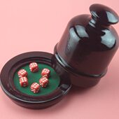 带底托筛盅 押大小下注 送6粒亚克力骰子 骰宝 高档黑色木质骰盅