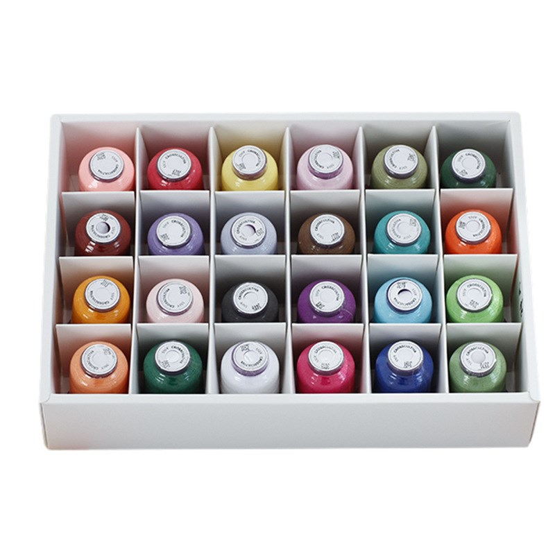 家用彩色手工刺绣线电脑绣花线 24色120D高亮涤纶绣花线套装550码