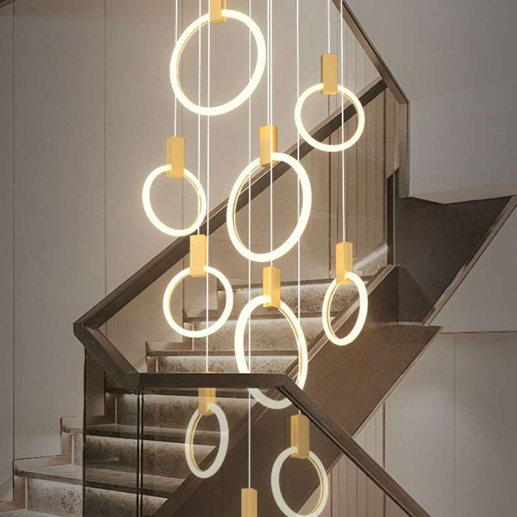 楼梯吊灯酒店别墅loft复式楼大吊灯客厅挑空长吊灯LED工程灯具