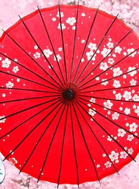 红色日式油纸伞古典江南防雨防晒实用动漫舞蹈伞装饰复古道具纸伞