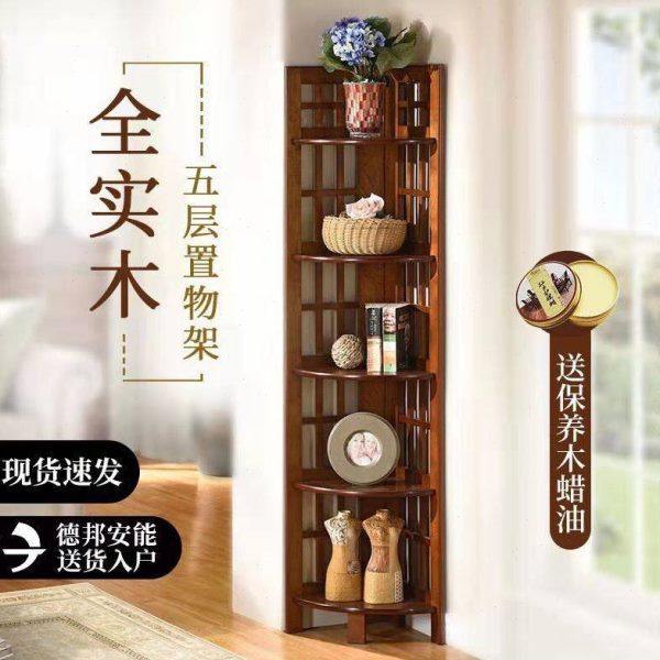 角柜博古架转角置物架拐角柜收纳实木架子三角架墙角架客厅扇形三