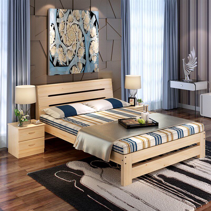 苏美特精品实木双人床主卧1.8米出租房经济型床架1.5米公寓单人床