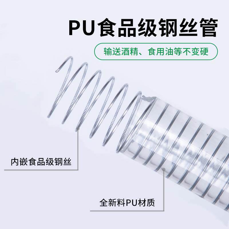 进气管无味食用油抽酒pu钢丝软管食品级塑料抽奶水管管软管输送管