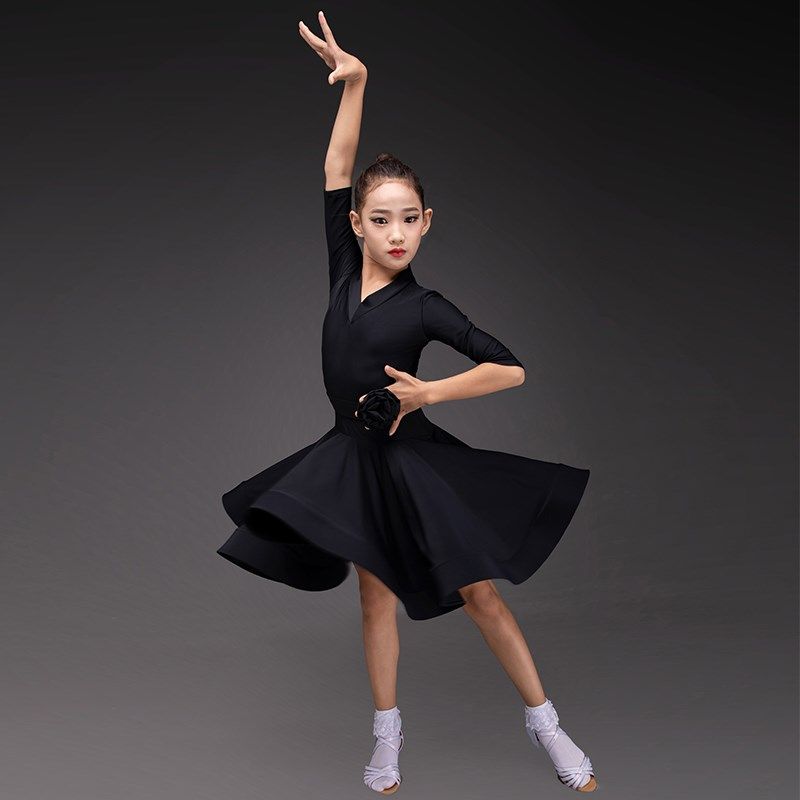 拉丁舞服练功服儿童女专业检定考试秋冬幼儿比赛R高档表演服舞蹈