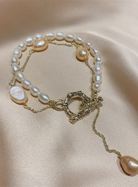 巴洛克淡水珍珠贝壳手链女气质简约欧美设计感时S尚巴洛克珍珠手