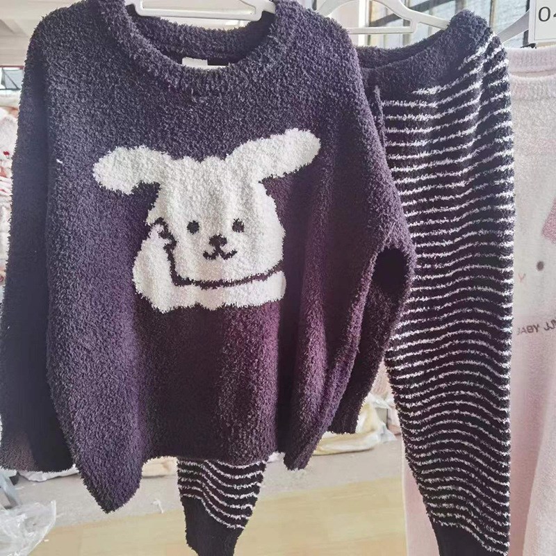 秋冬睡衣女d软绵绵兔子甜美可爱加厚毛绒套头保暖半边绒宽松家居