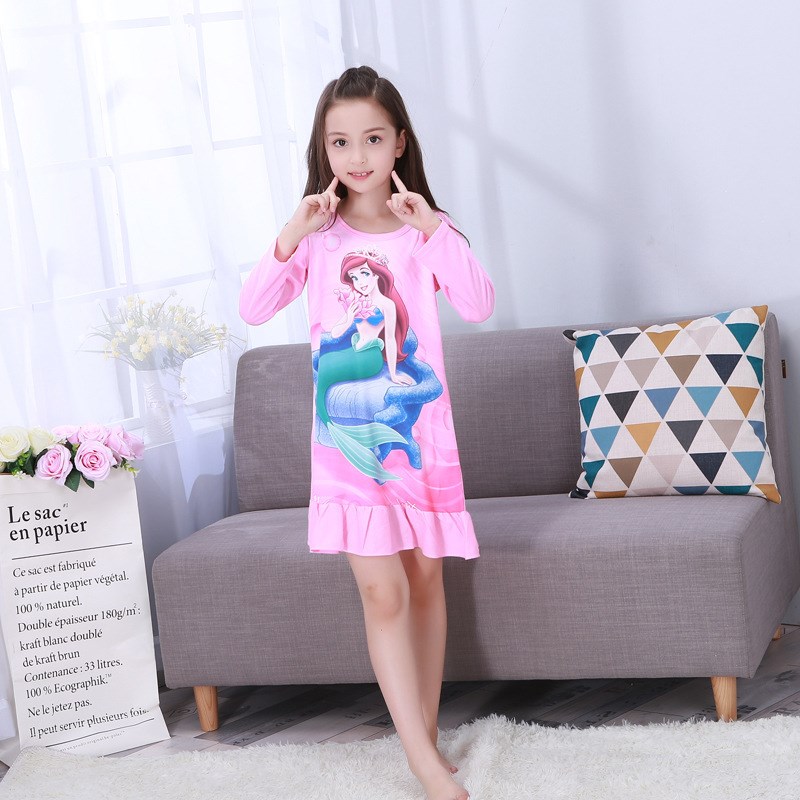 2024长袖裙子儿童睡裙春秋季长袖中大H童宝宝睡衣女童公主款苏菲