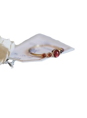 跨境玫瑰花束 j日系显白天然酒红石榴石轻奢浪漫女戒指大气外贸款