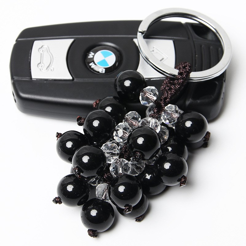 高档天然红玛瑙汽车钥匙扣挂w件创意水晶情侣款男女士圈链礼物