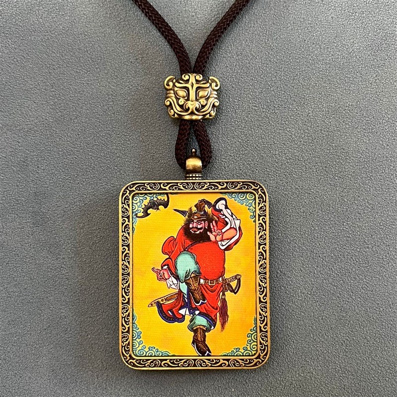 唐卡 关b公唐卡 吊坠项链景区武财平安招财配饰纪念品关二爷吊牌