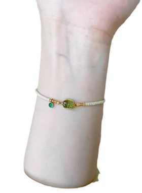 新中式橄榄绿小貔貅手链女viwntage轻奢小众设计高级感串珠手饰品