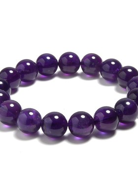 天然紫水晶手串圆珠乌拉圭紫晶单圈手串男女款Z 厂家