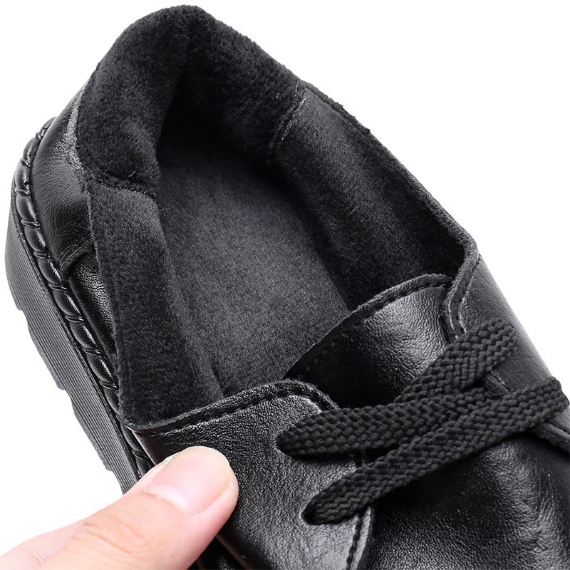 2024春秋妈妈鞋中老年单鞋女平底粗跟黑色工O作鞋温州工厂直供