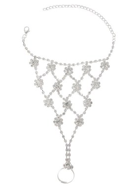 新款时尚镶钻手链戒指一体链 拉丁舞F手背链 百搭时尚潮女混搭手