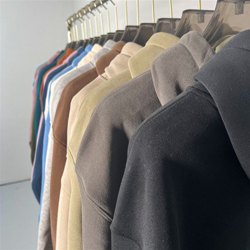 男装秋冬重磅350Gs加绒连帽纯色卫衣男跨境ins潮牌宽松抽绳帽衫