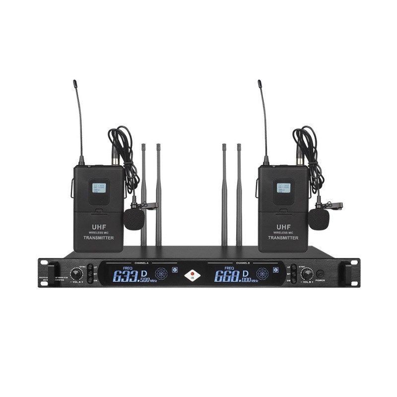 真分集一拖二无线麦克风高保真U段调F频领夹话筒舞台演出歌手K歌