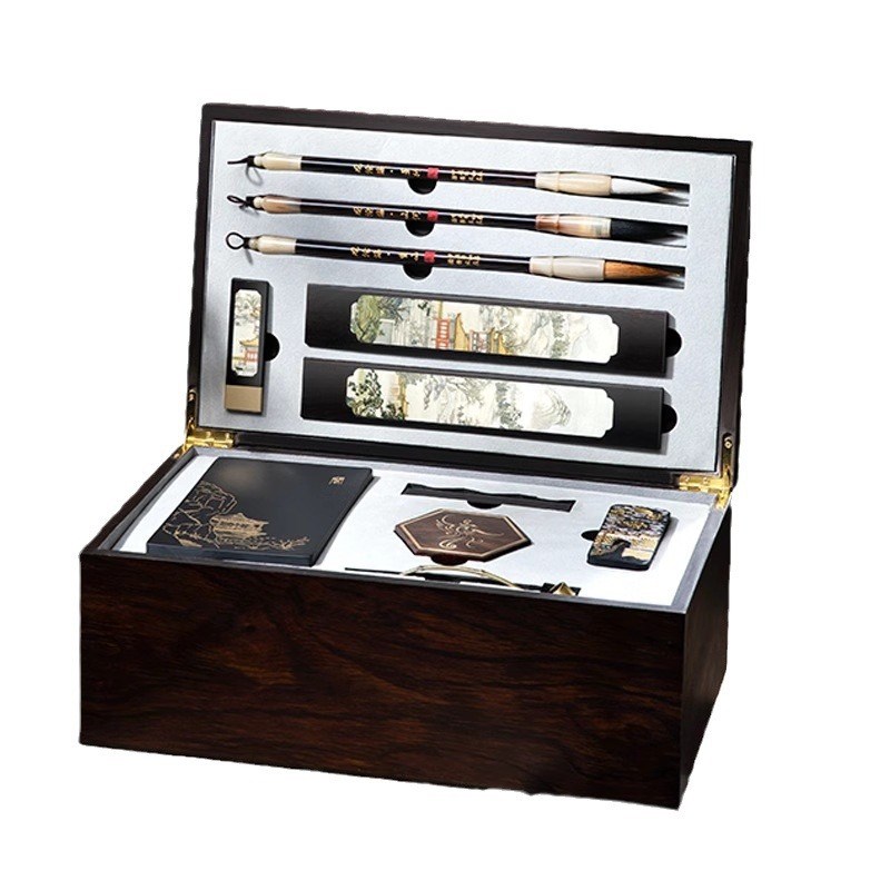 专业级文房四宝套装礼盒送v礼收藏笔墨纸砚墨条徽墨非遗歙砚笔架