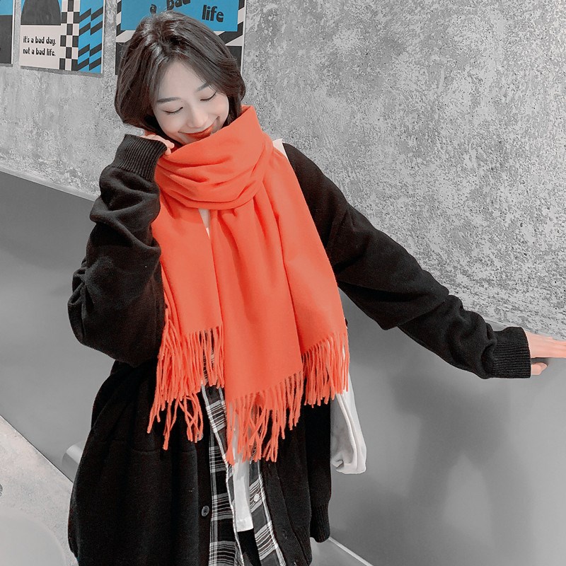 桐庐围巾女秋冬季纯色灰色麻灰羊毛羊绒围巾披肩两Z用长款男士