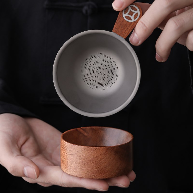纯钛茶漏茶漏千孔一体滤茶器超细茶叶过滤网茶隔高档家用茶具配件