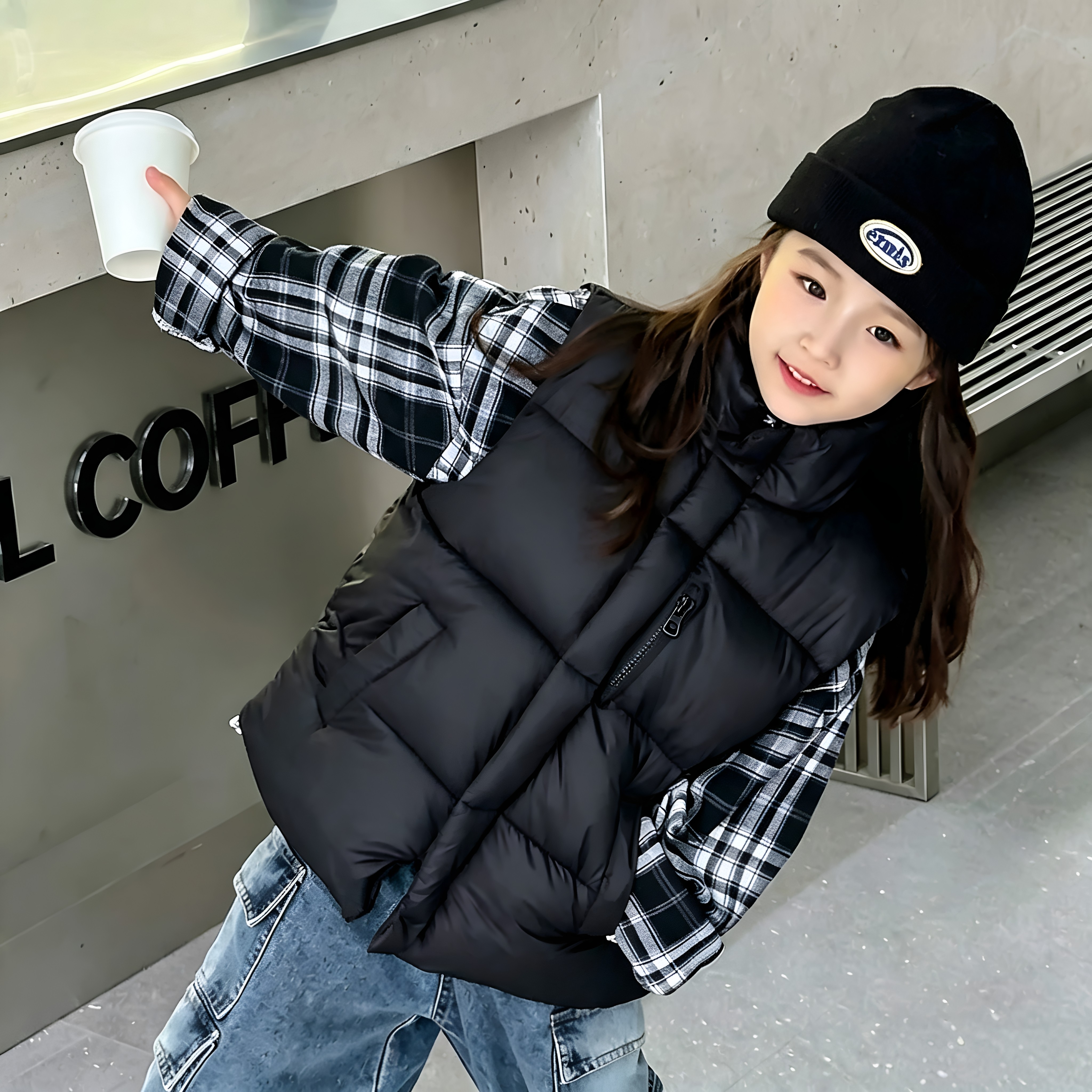 奥莱男女童秋冬保暖加厚羽绒马甲
