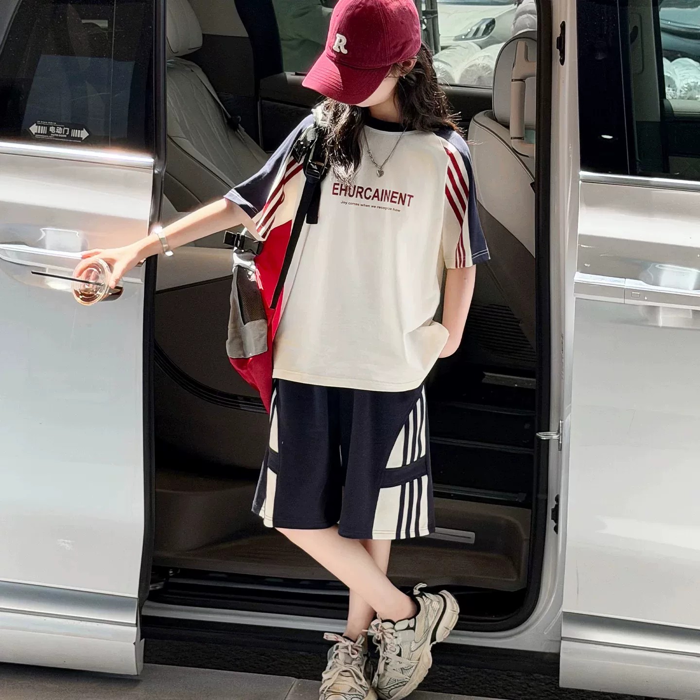 女童夏季运动透气短袖短裤两件套