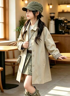 女童2026新款韩版百搭中长款风衣