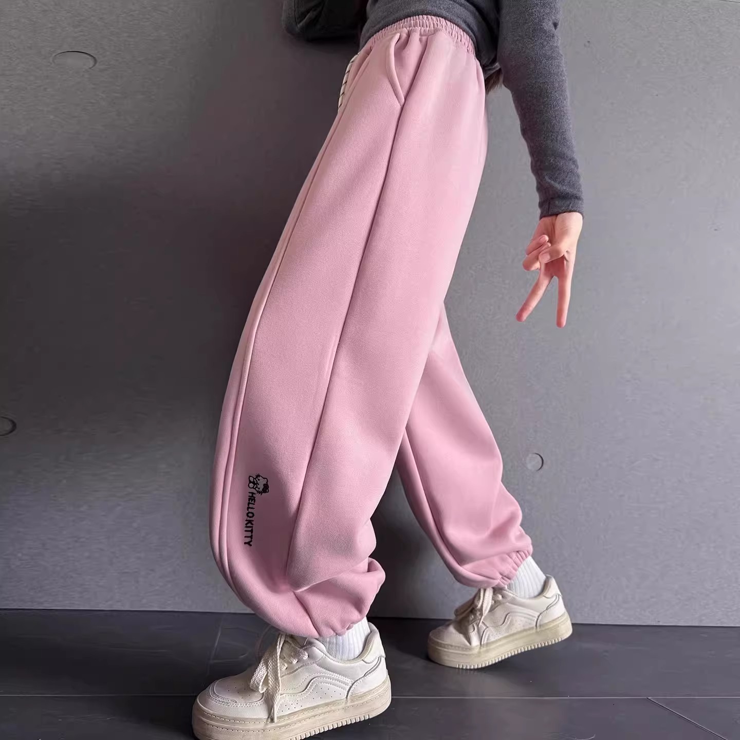 女童加绒裤休闲加厚一体绒运动裤