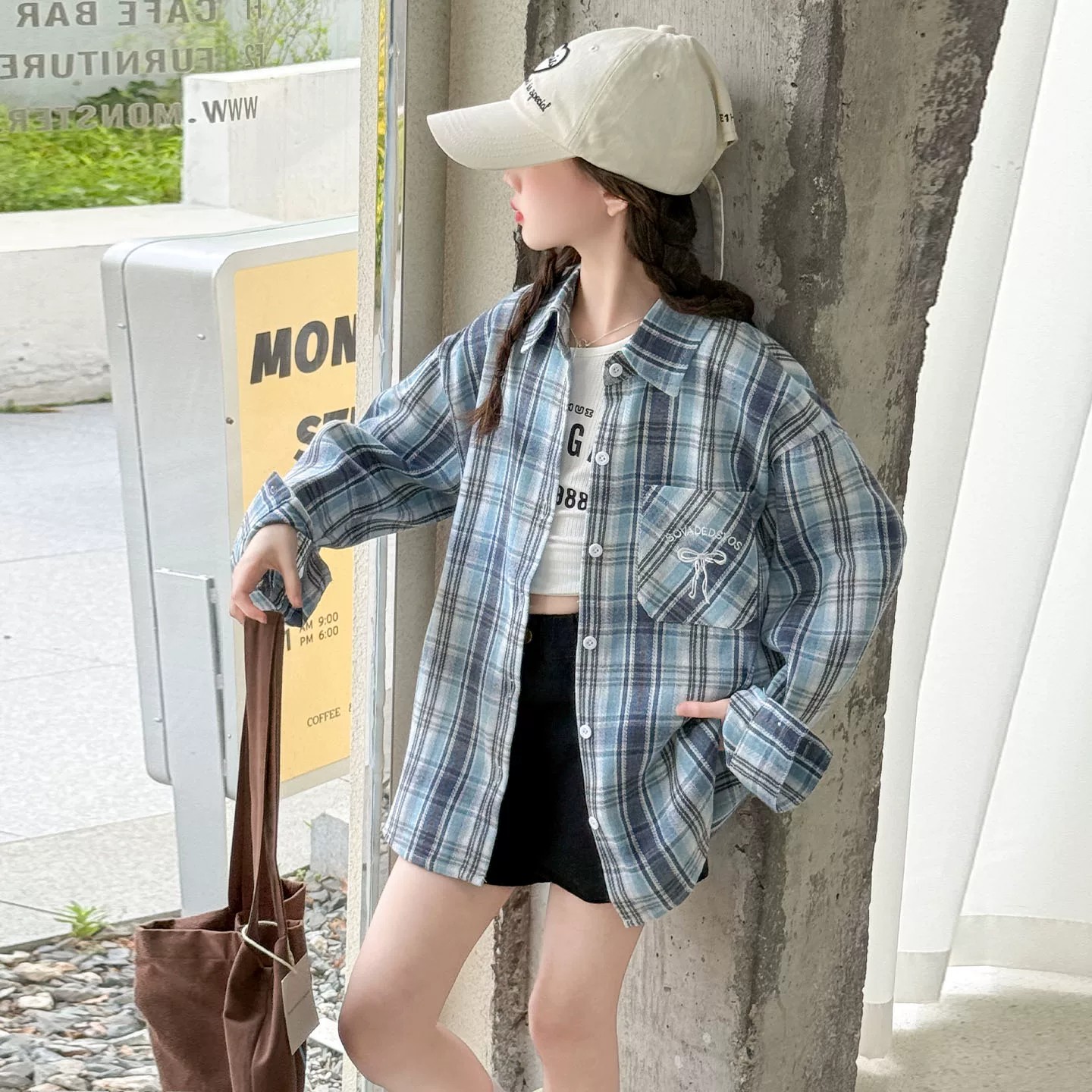 女童春秋格子衬衫2026新款时髦潮