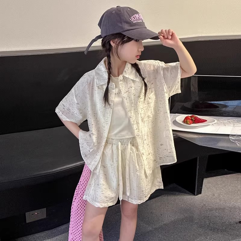 女童夏季防晒短裤三件套新款