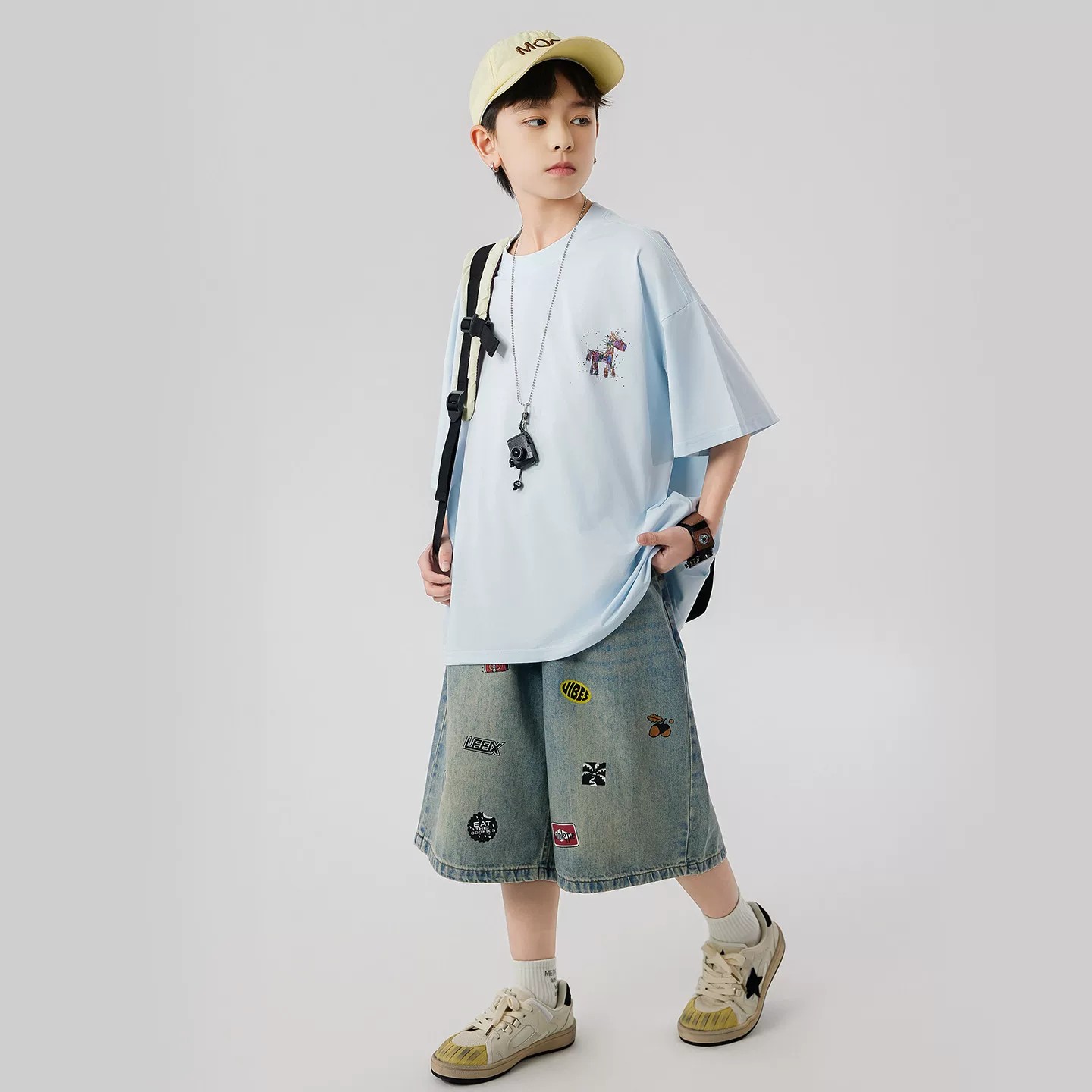 男童夏季轻薄透气凉爽半袖两件套
