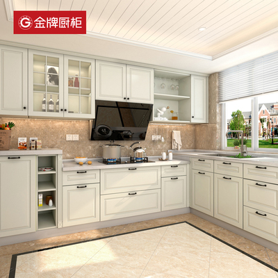 金牌厨柜抗菌整体厨房橱柜定制石英石台面岛台橱柜组装家装修定做