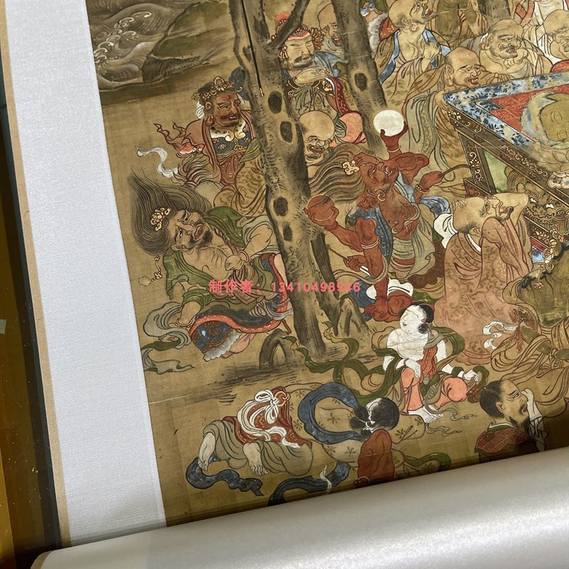 佛画释迦牟尼涅槃图敦煌人物国画高清微喷复制挂轴装裱画稿