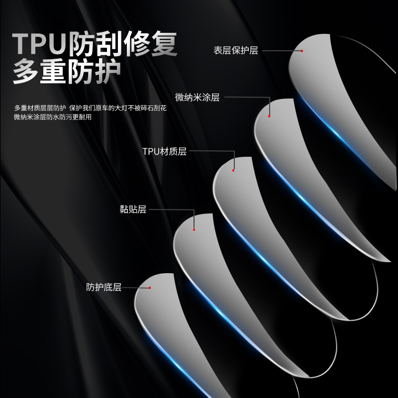 汽车熏黑灯膜TPU大灯浅黑高透光修复划痕改色光控变色后尾灯贴膜