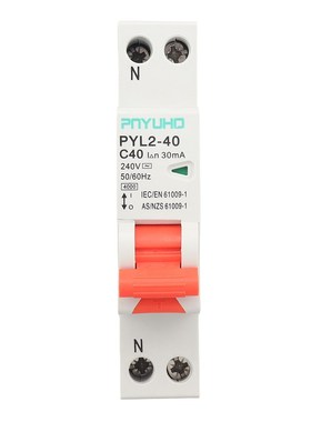 RCBO 1P+N C型分断4.5KA 18mm16A30mA过流漏电保护断路器 B.C曲线