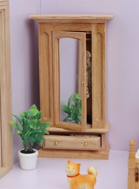 1:12迷你娃娃屋家具配件DOLLHOUSE卧室衣柜OB11娃娃用带抽屉衣柜