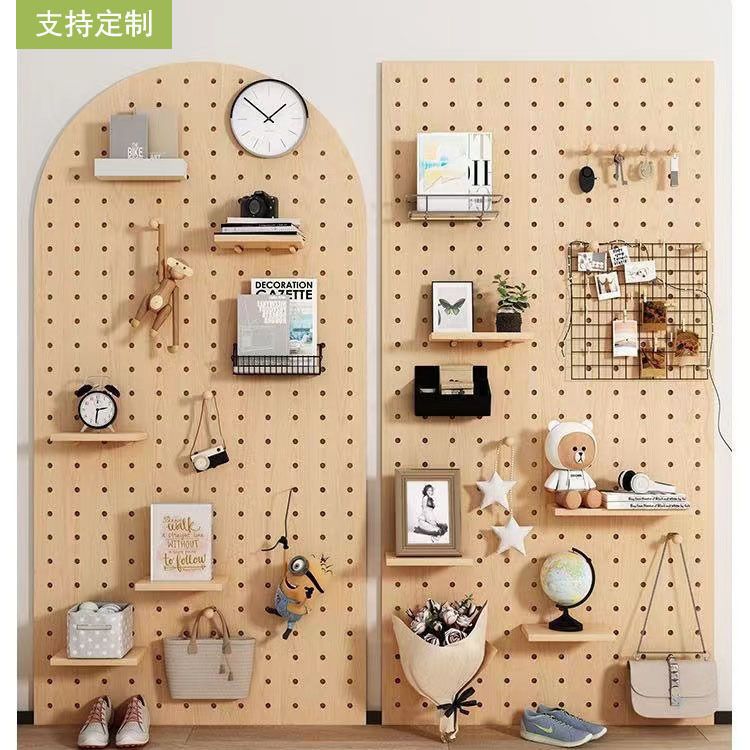 搭配实木挂板入户玄关洞洞板墙面置物架墙上隔板收纳架墙壁展示架