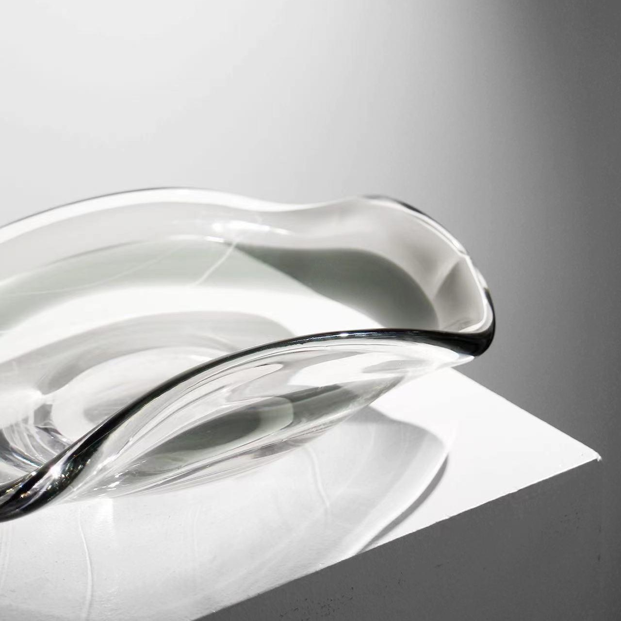 简约现代透明玻璃果盘售楼处餐厅样板房轻奢摆件摆盘酒店别墅软装