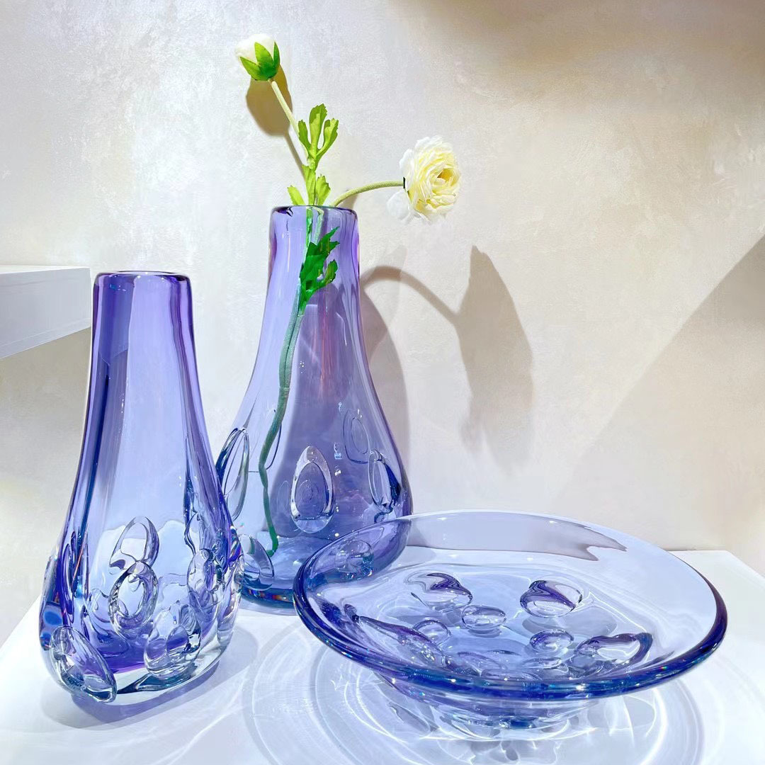 水果盘琉璃花瓶果盘轻奢插花水培花瓶花器茶几客厅软装饰品