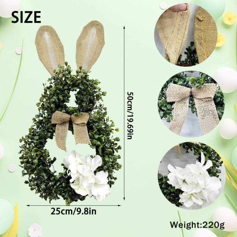 2025复活节新品八字兔花环家居装饰品摆件挂件蝴蝶结仿真墙面装饰