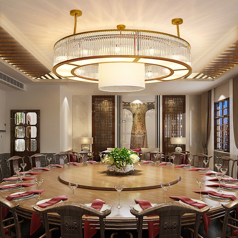 新中式水晶吊灯客厅酒店包厢湘菜馆宴会大厅餐厅工程灯具轻奢风