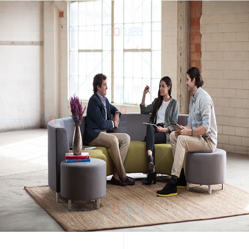 圆弧形会客区接待区沙发等候区沙发公司前台沙发酒店大厅沙发