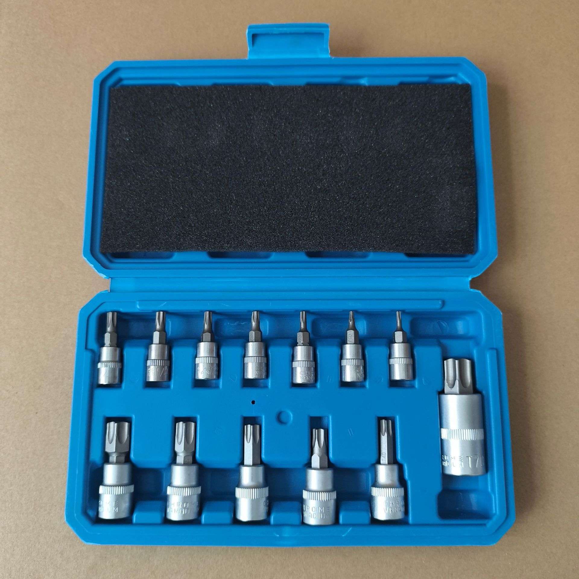 13PC压批套筒梅花钻头1/4 3/8 1/2旋具 T8-T7