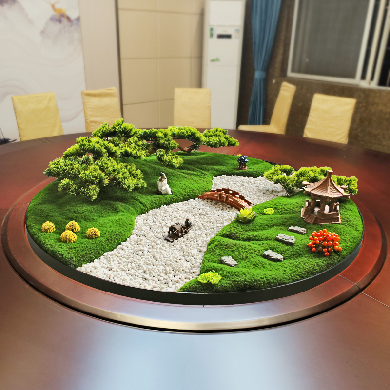 酒店大圆桌转盘中间摆件餐桌花摆花圆形装饰微景观圆桌中心摆台