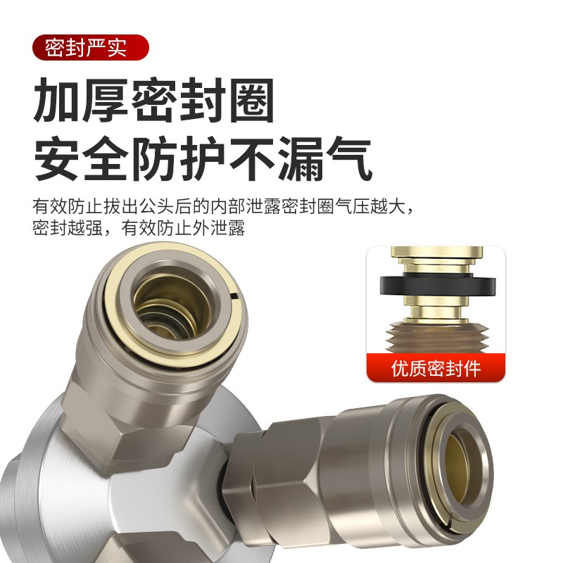 气动空压机气泵配件大全圆二通SMY气管三叉圆三通C式自锁快速接头