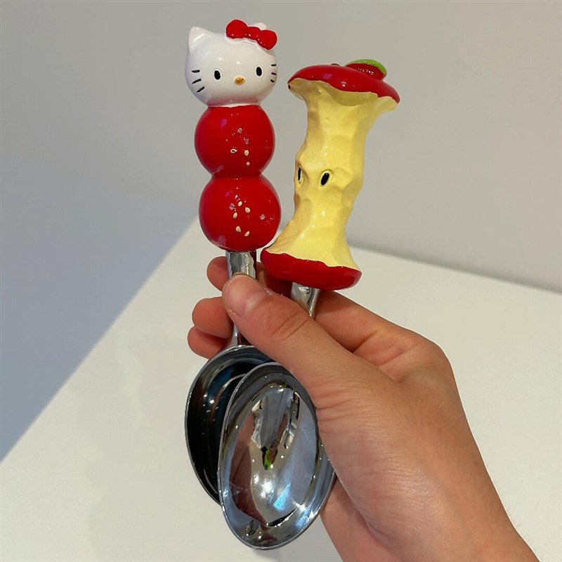 kitty不锈钢勺子家用食品级西瓜勺儿童高颜值卡通形象冰激凌勺