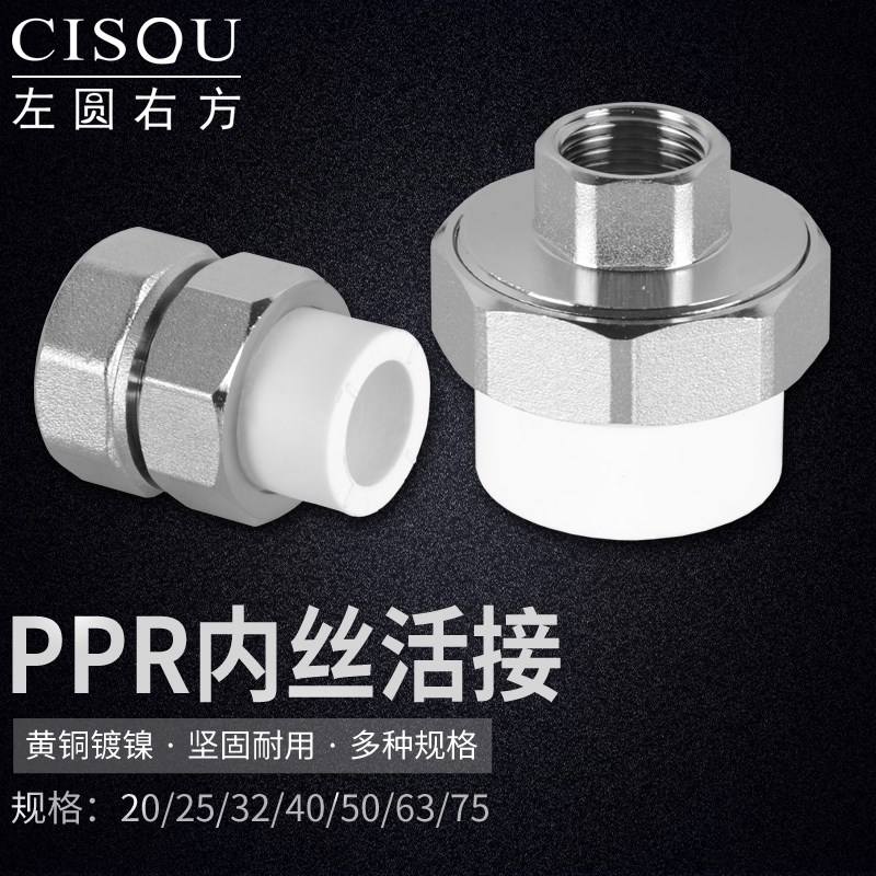 PPR活接黄铜内丝自来水管活直接4分6分1寸水泵前置过滤器热熔接头