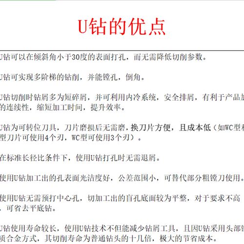力锋优钻 U钻刀杆车床用 U型 暴力 快速转 2D/3D/4D/5D/6D/8D/10D