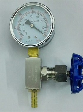 负压真空表 含开关 含气管接头 -76-0cmhg -30inhg-0 60mm 可选